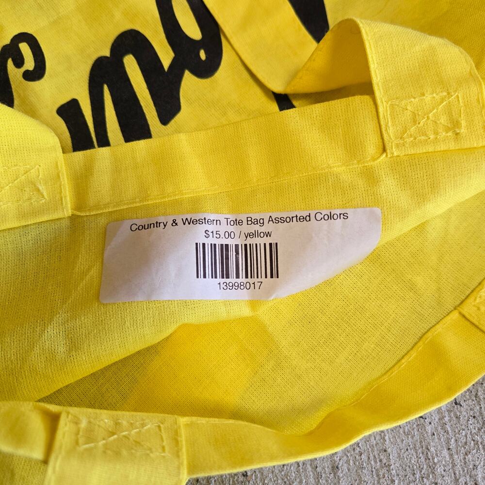 Country and Western Tote Bag NWT Yellow Rodeo Boutique Festival Southern Purse - Picture 3 of 3